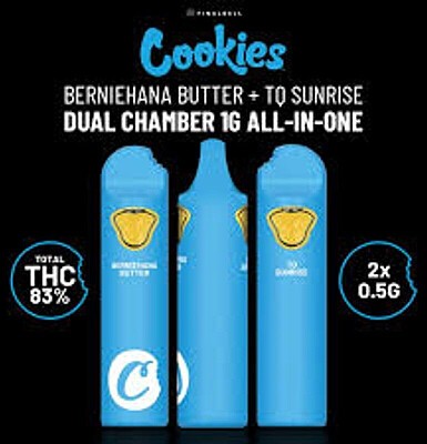 2G COOKIES DUAL CHAMBER - BERNIEHANA BUTTER (INDICA/HYBRID) X TEQUILA SUNRISE (SATIVA/HYBRID)